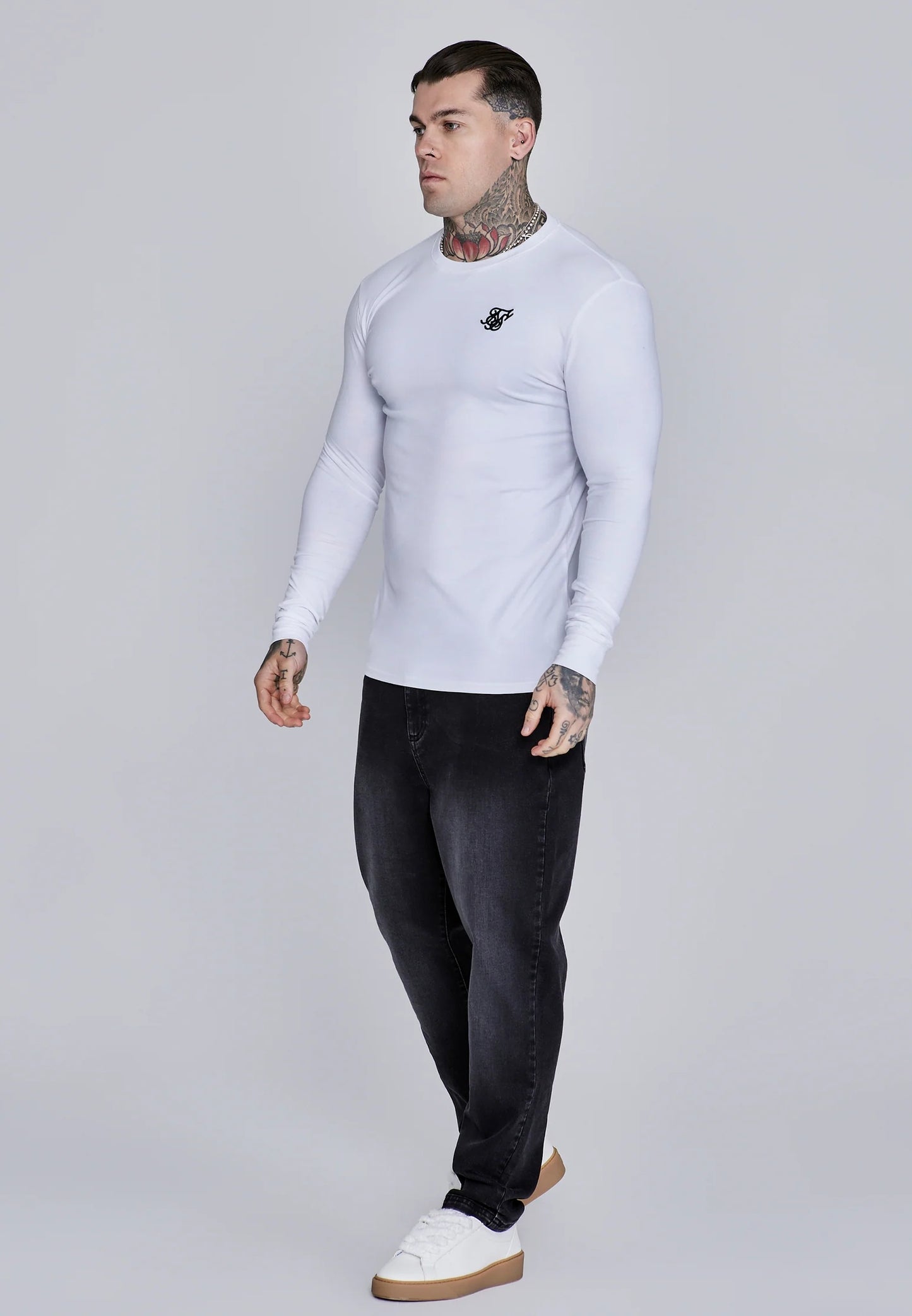 SIKSILK koszulka z długim rękawem Long Sleeve T-Shirt SS-28462 biała XL