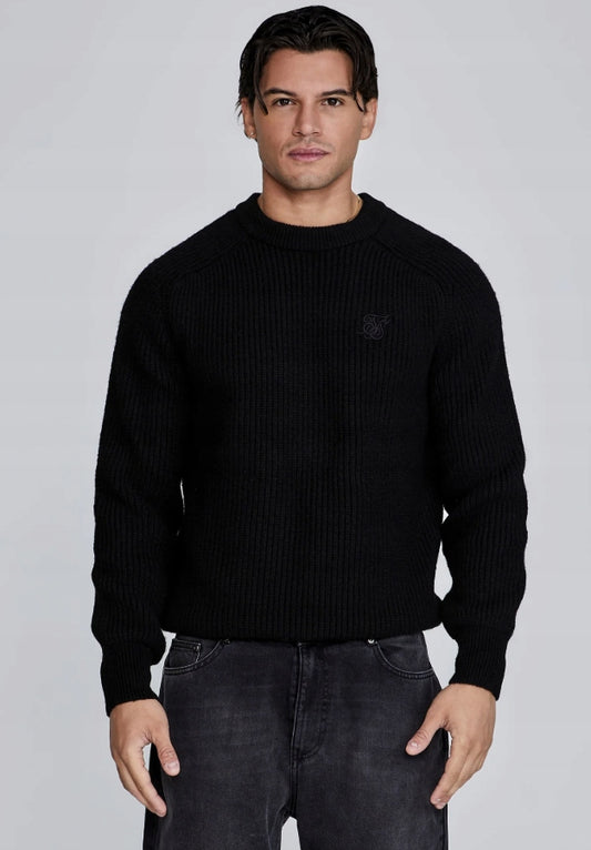 SIKSILK sweter męski czarny Knitted Sweater SS-27081 rozmiar XL