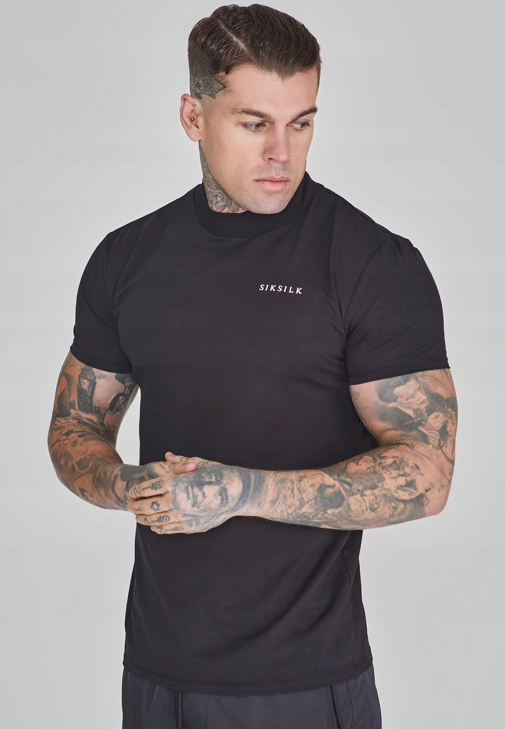 SIKSILK T-shirt męski czarny SS-26481 koszulka Muscle Fit T-Shirt rozmiar M
