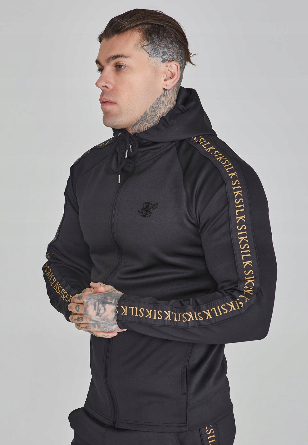 SIKSILK bluza z kapturem męska czarna rozpinana rozmiar S