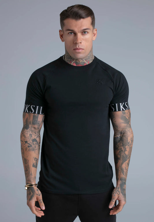 SIKSILK T-shirt męski czarny bawełna SS-28403 Tech T-Shirt