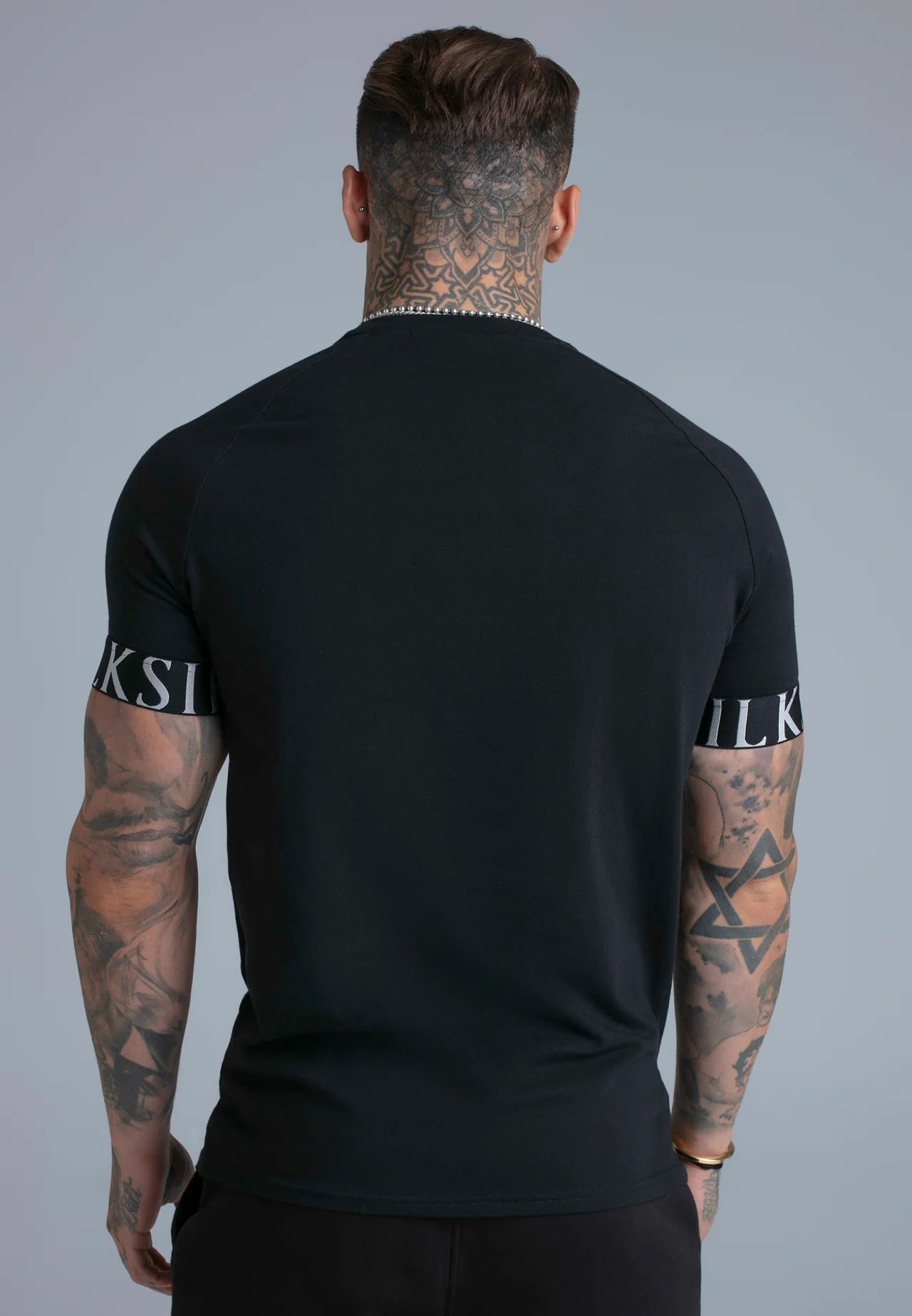 SIKSILK T-shirt męski czarny bawełna SS-28403 Tech T-Shirt