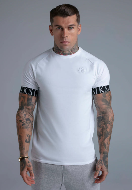 SIKSILK T-shirt męski biały bawełna SS-28404 Tech T-Shirt