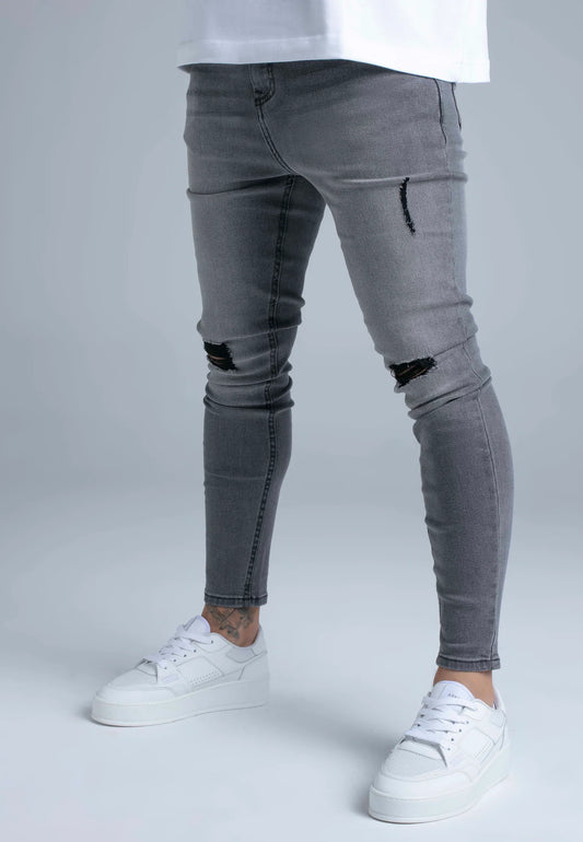 SIKSILK Spodnie Jeansy męskie czarne Distressed Skinny Jeans SS-28644