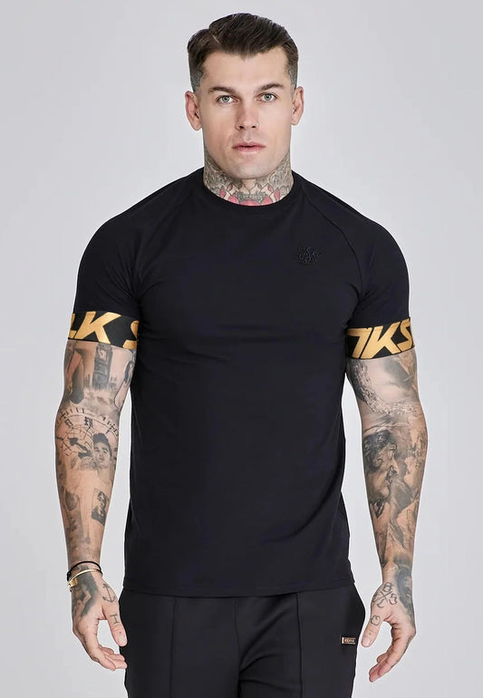 SIKSILK T-shirt męski czarny bawełna SS-28919 Dynamic T-shirt
