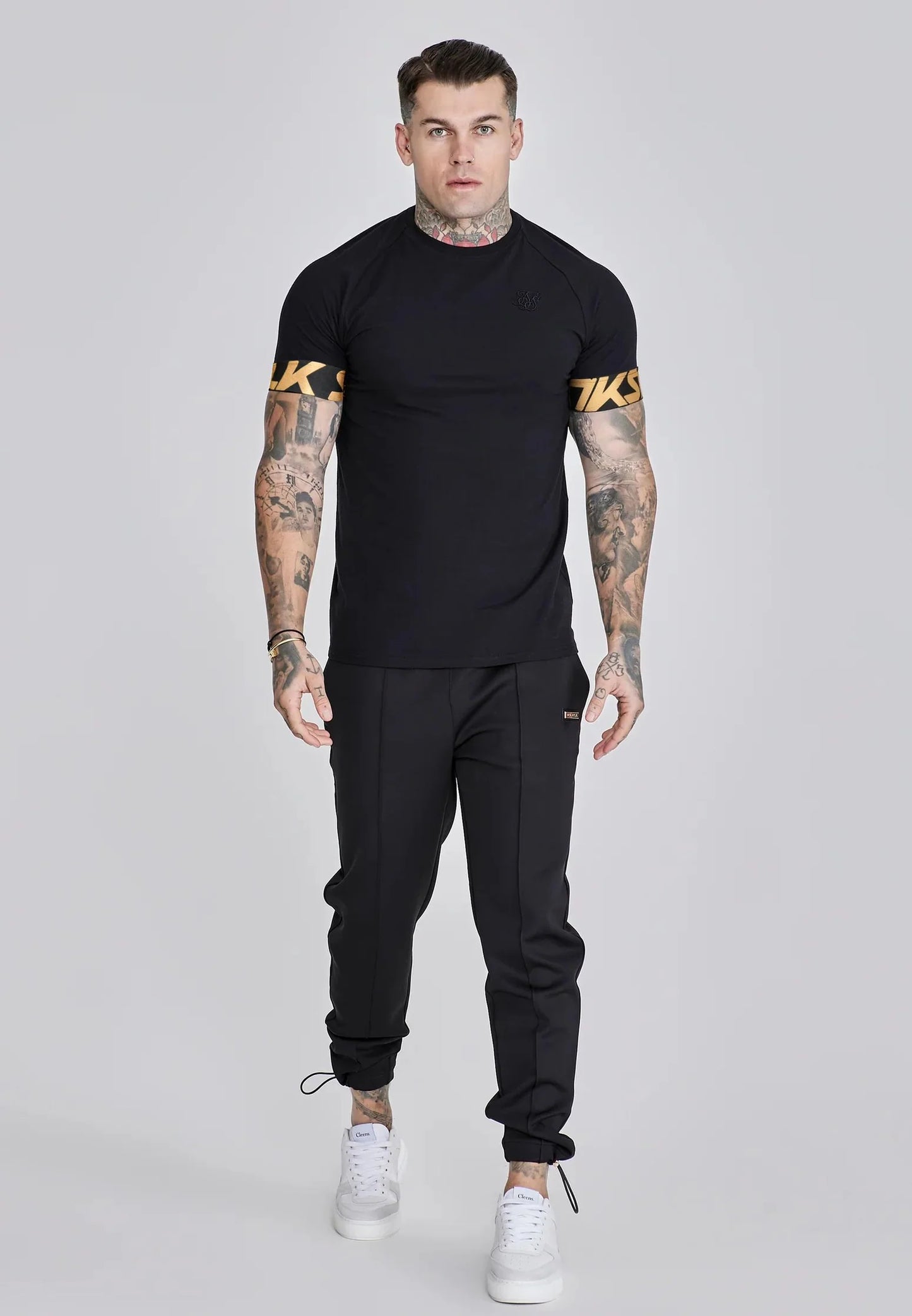 SIKSILK T-shirt męski czarny bawełna SS-28919 Dynamic T-shirt