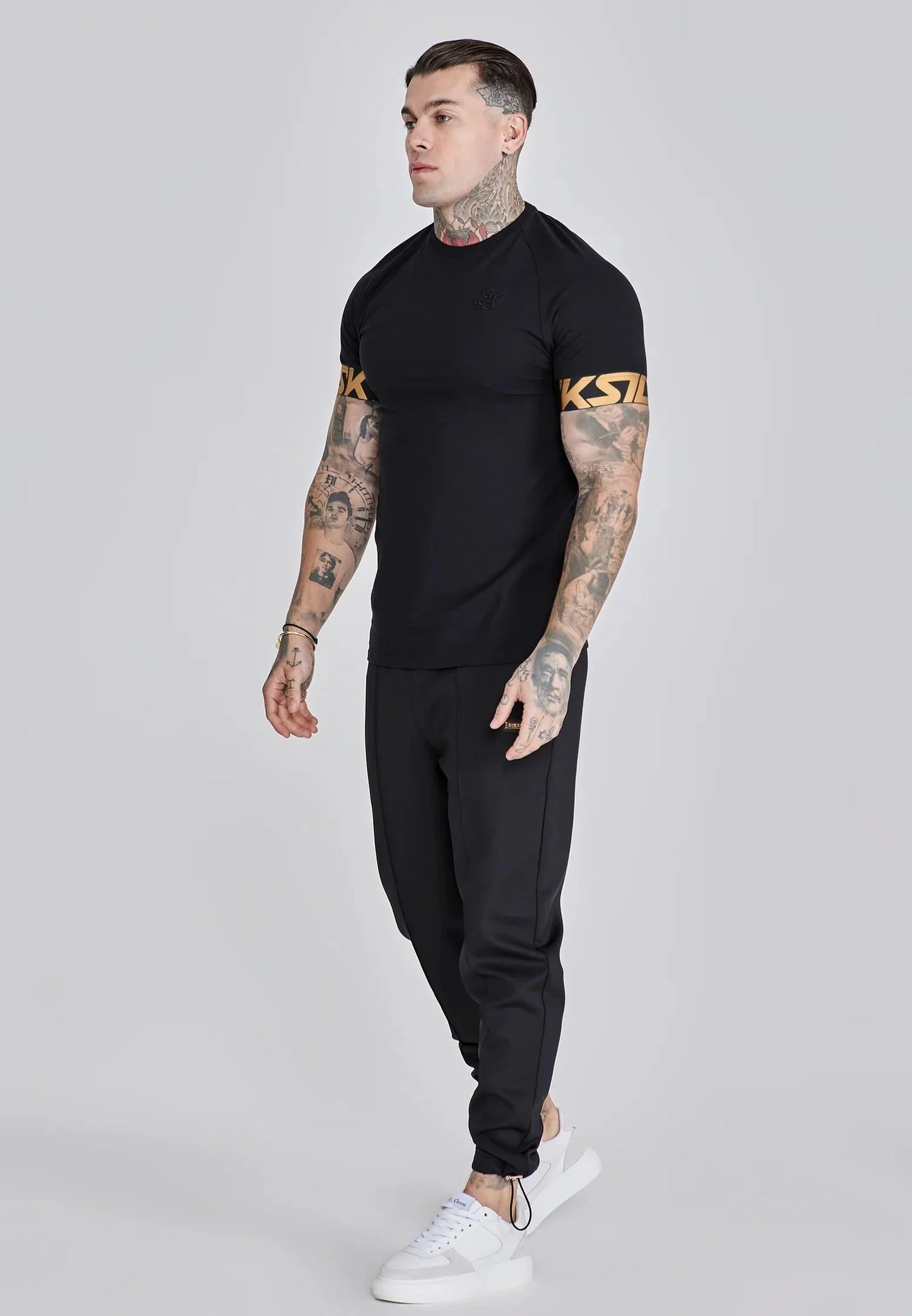 SIKSILK T-shirt męski czarny bawełna SS-28919 Dynamic T-shirt
