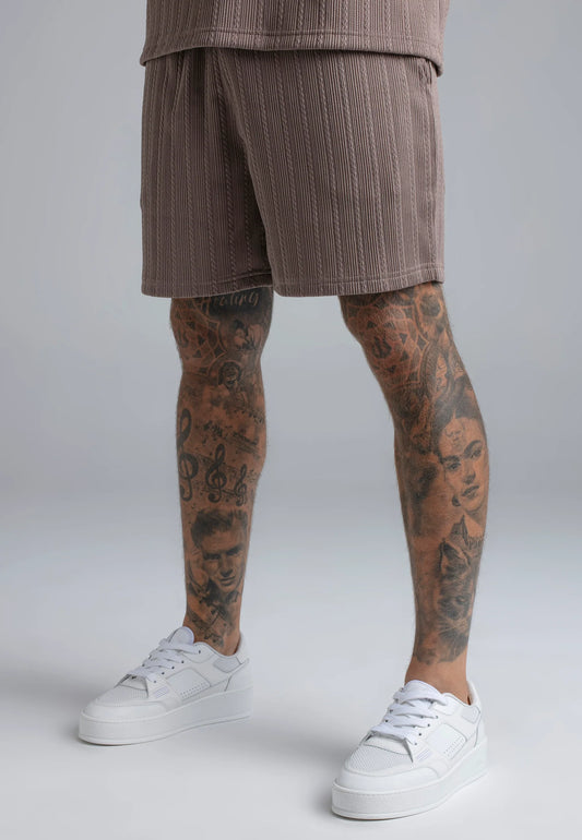 SIKSILK Spodenki męskie brązowe Textured Shorts SS-29077