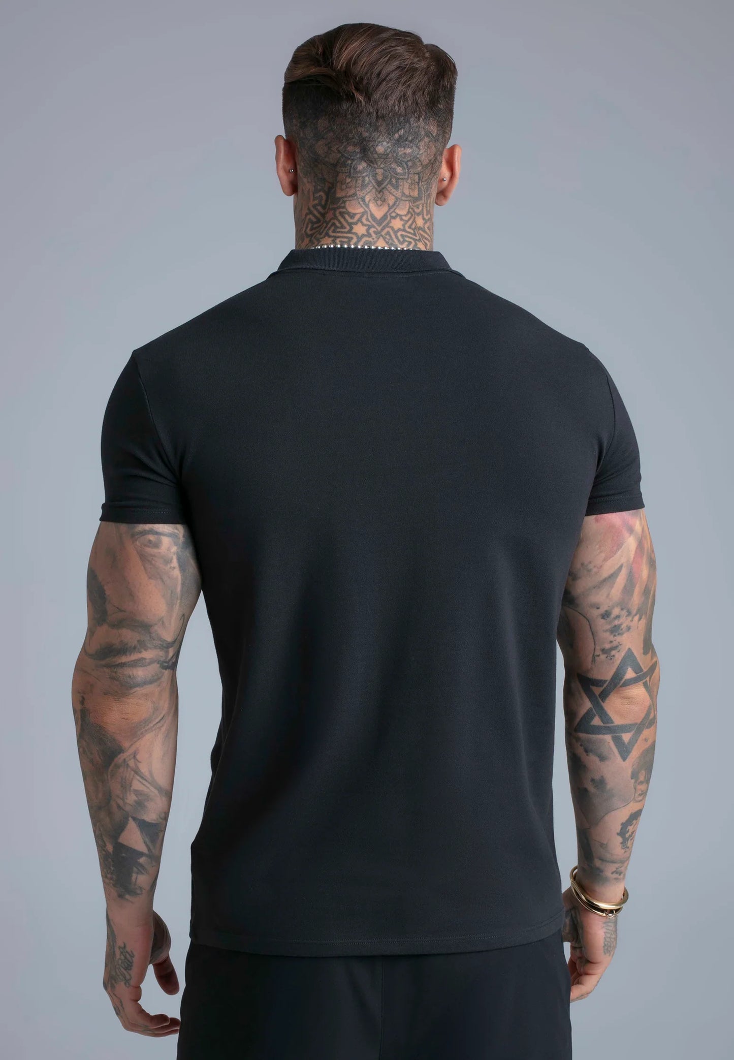 SIKSILK Koszulka Polo z zamkiem czarna Zip Polo T-Shirt SS-29271