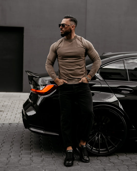 OLAVOGA Sweter męski O LA VOGA MEW ciemny beż