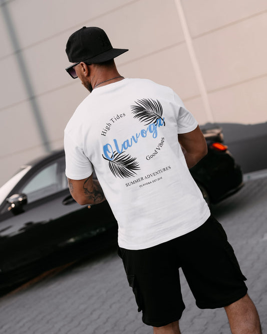 OLAVOGA T-SHIRT MĘSKI BIAŁY PALM WAVE O LA VOGA ECRU