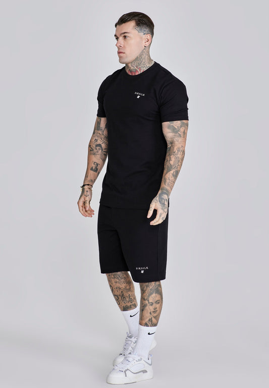 SIKSILK komplet męski t-shirt i szorty spodenki koszulka SS-27196 czarny XL
