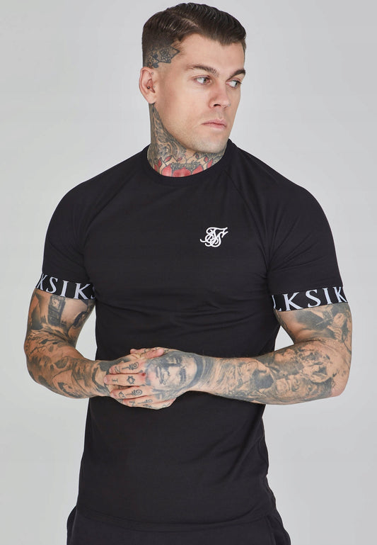 SIKSILK T-shirt męski czarny SS-26861 Tech T-shirt rozmiar S