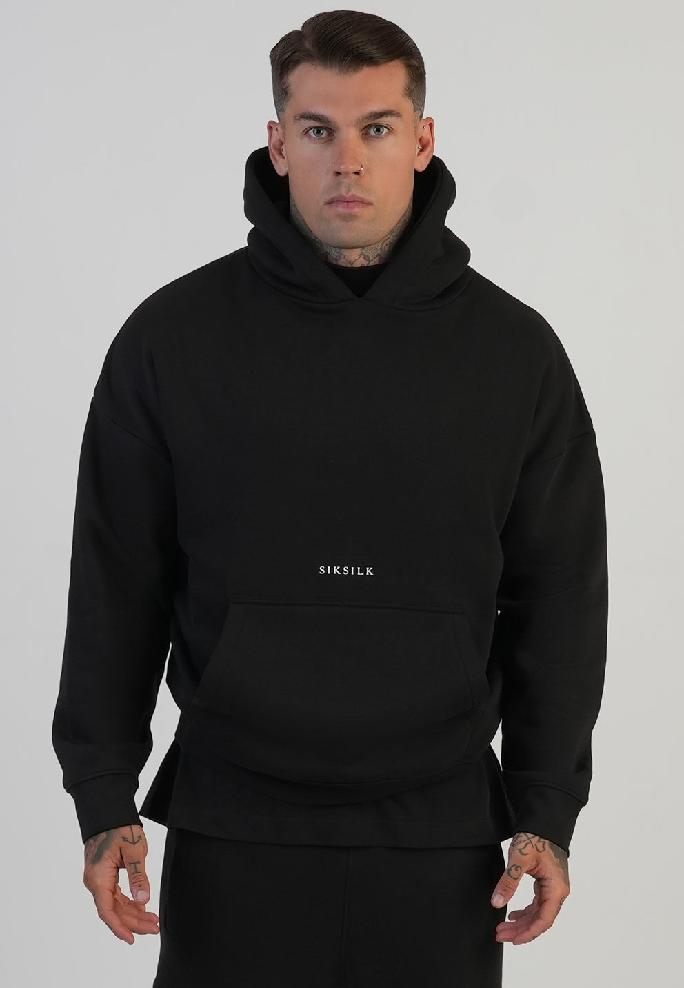 Siksilk Graphic Hoodie SS-28768 Bluza z Kapturem Oversize czarna L