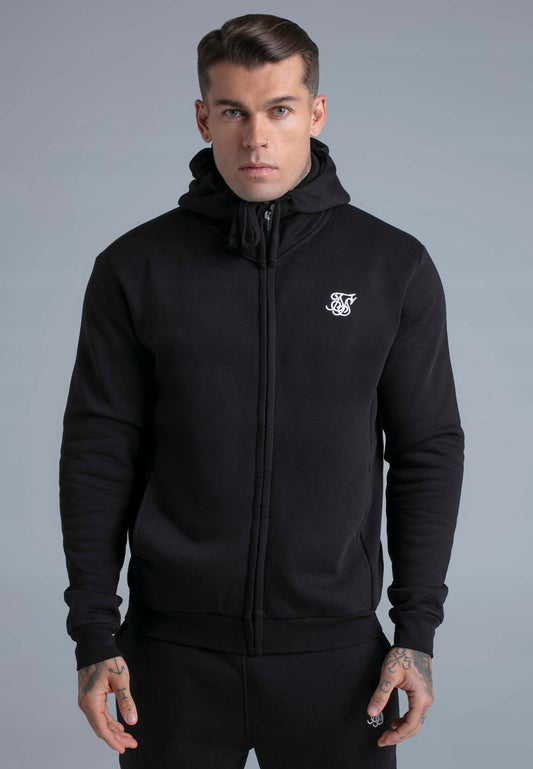 SIKSILK Bluza z Kapturem Rozpinana Essentials Zip Hoodie SS-28338 czarna L