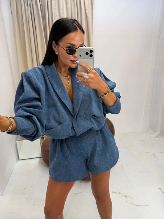 Spodenki Tessa Jeans - La Milla ROZMIAR S Niebieski LAMILLA