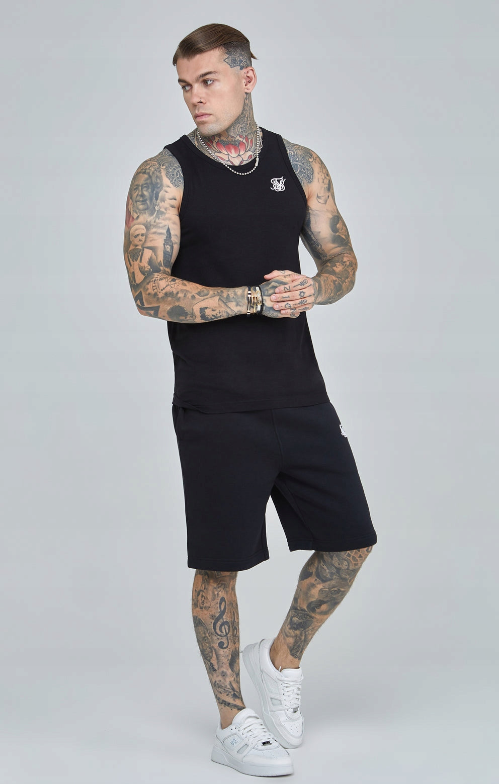 SIKSILK krótkie spodenki męskie czarne SS-24867 rozmiar XL