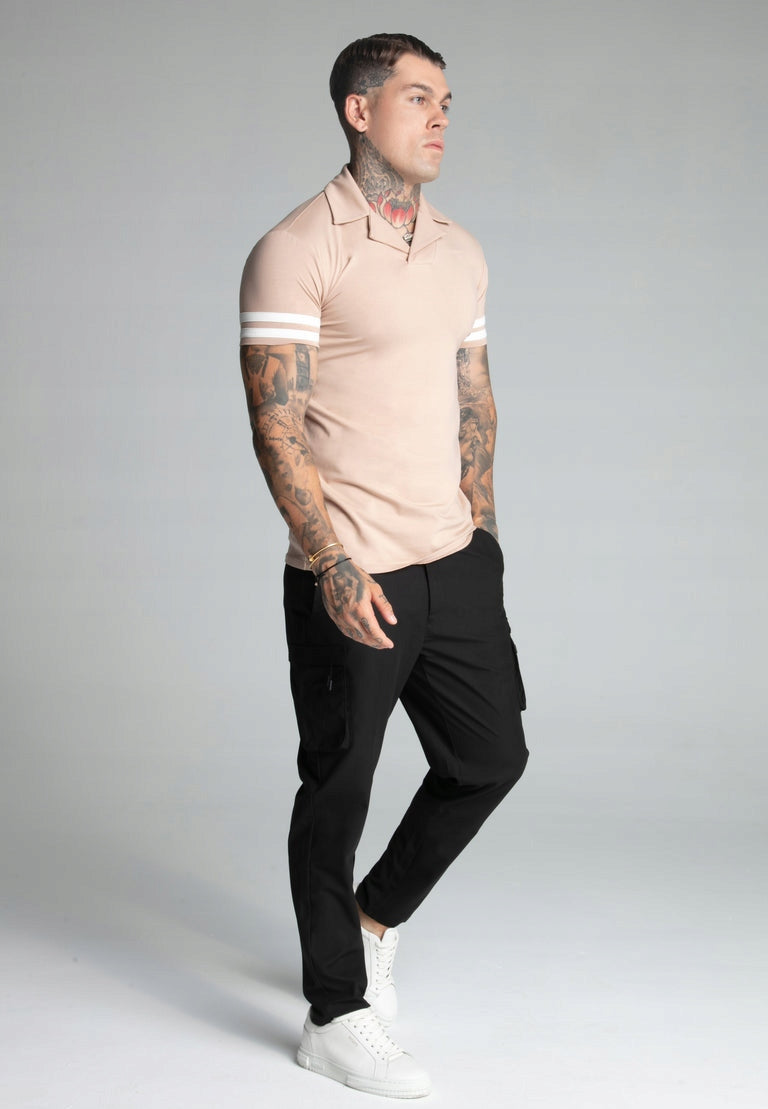 SIKSILK Koszulka Polo brązowa SikSilk Tournament Revere Polo SS-27528 L