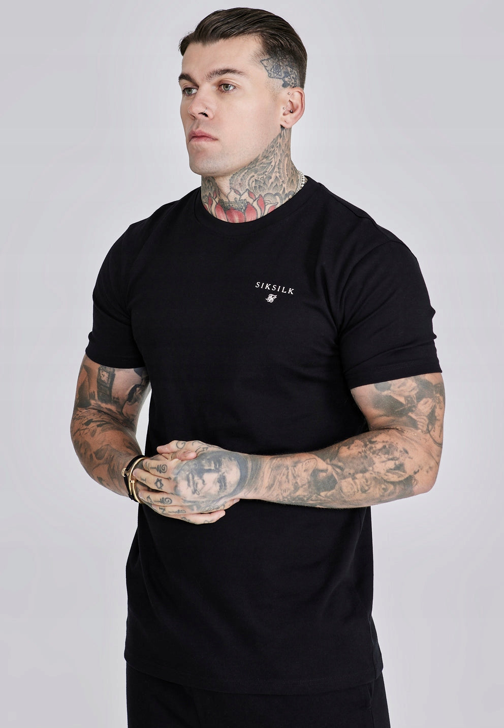 SIKSILK komplet męski t-shirt i szorty spodenki koszulka SS-27196 czarny XL