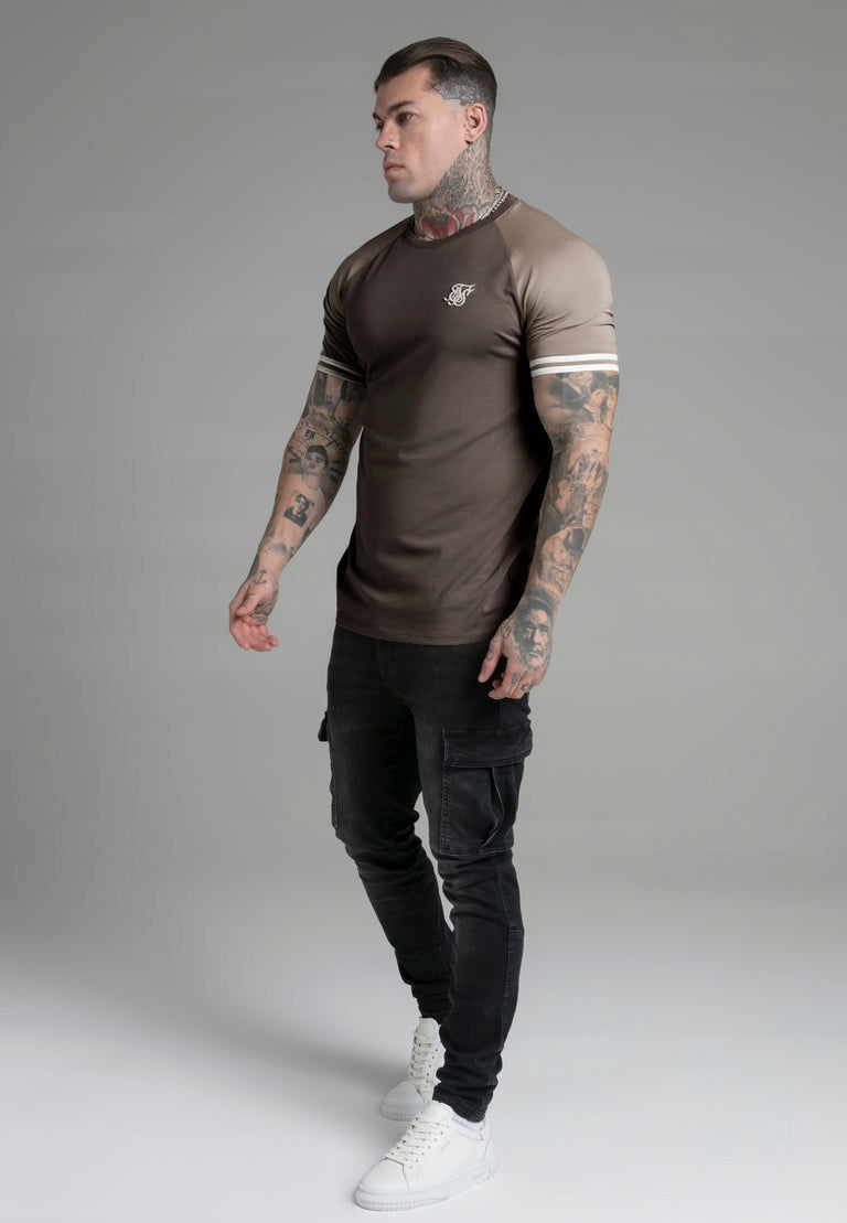 SIKSILK Brązowy T-Shirt męski Tournament T-Shirt SS-28050 rozmiar S