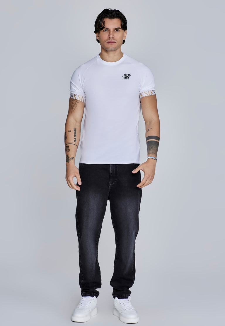 SIKSILK T-shirt męski biały SS-28084 Tech T-shirt rozmiar S