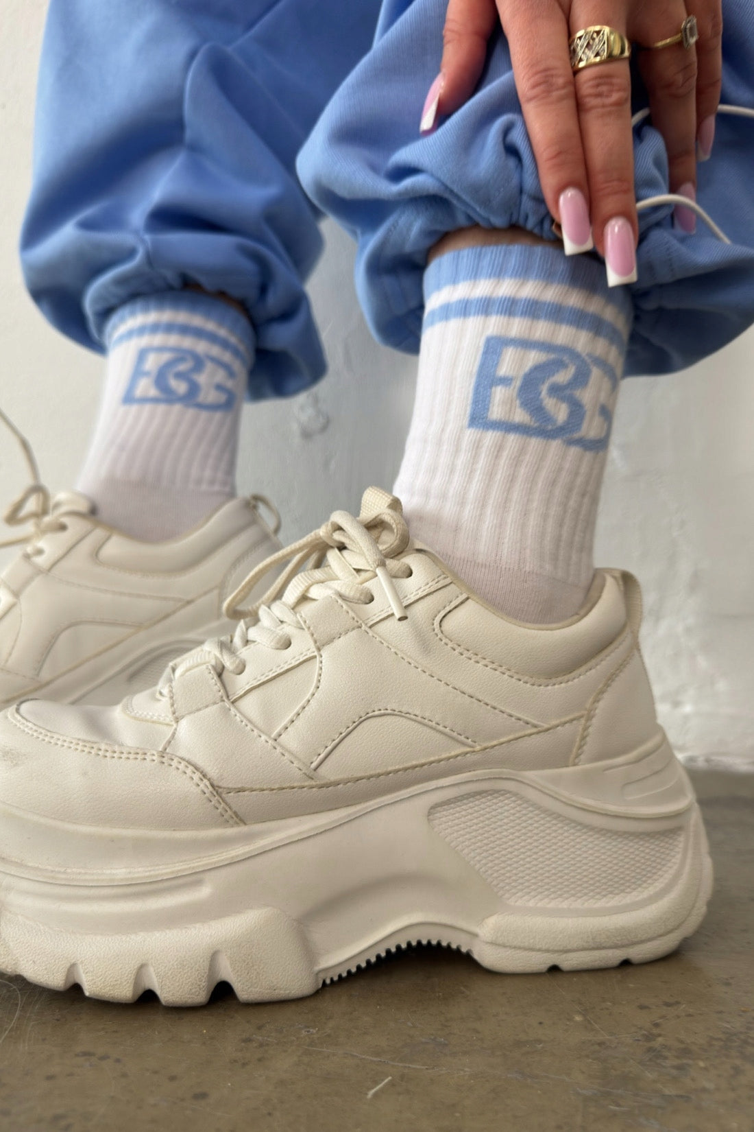 BRANDENBURG COUTURE Skarpety BG Frappe niebieskie - białe rozmiar 36-39