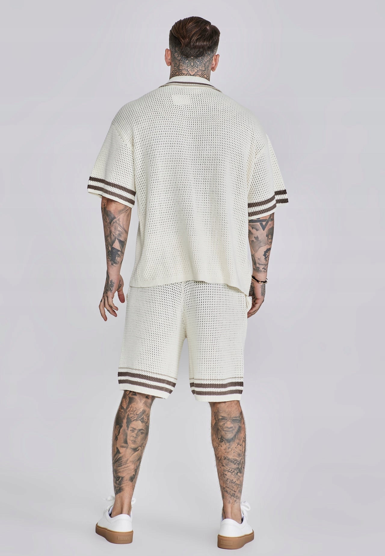 SIKSILK Koszula męska ECRU oversize Knitted Shirt SS-27988 rozmiar S