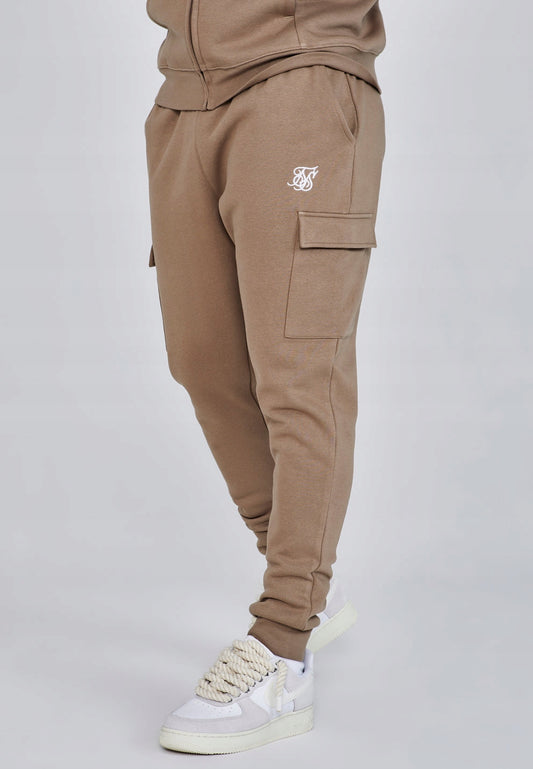 Siksilk Essentials Cargo Joggers SS-27096 Spodnie dresowe brązowe XL