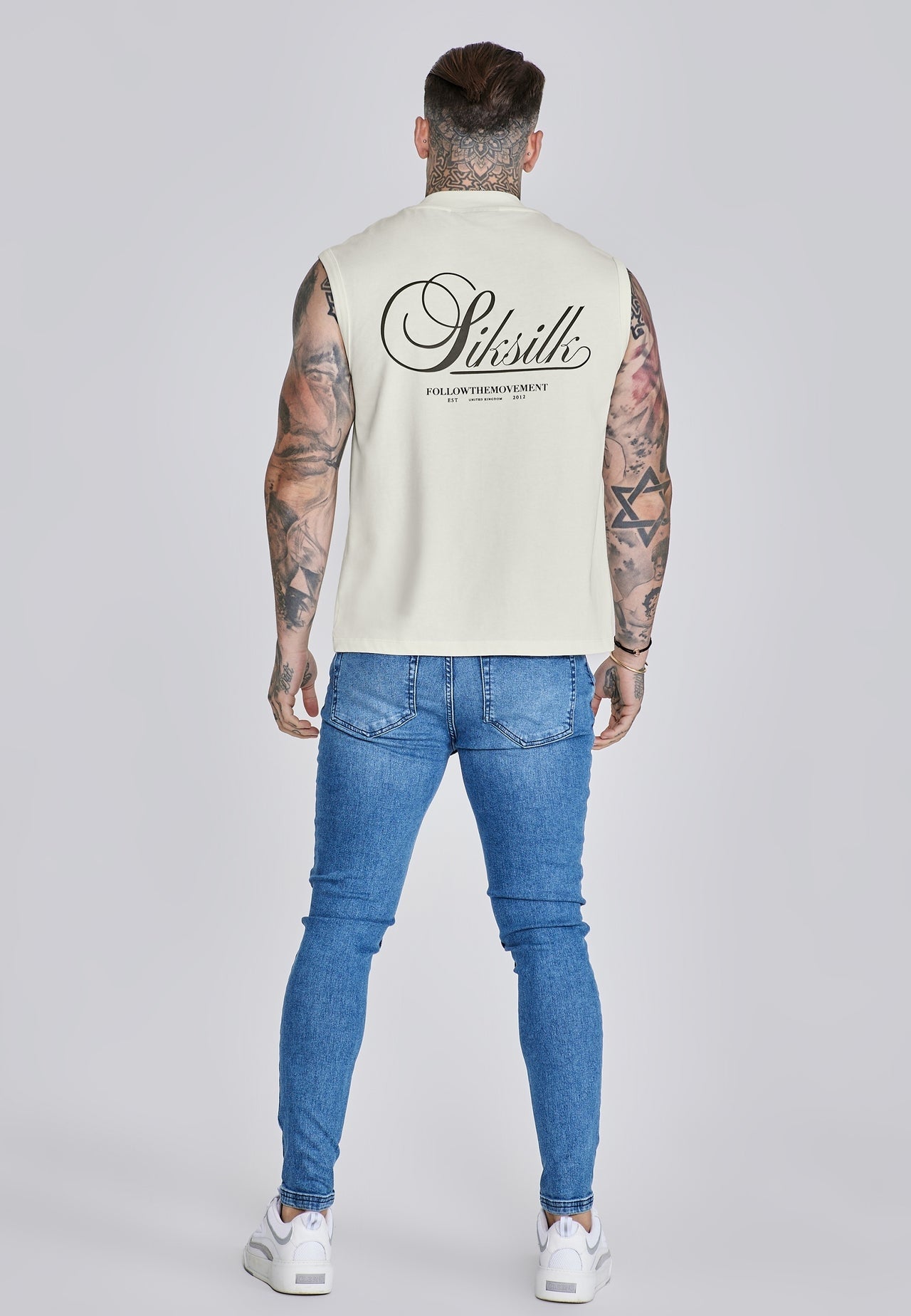 SIKSILK koszulka bez rękawów biała ECRU T-shirt SS-27793 rozmiar L