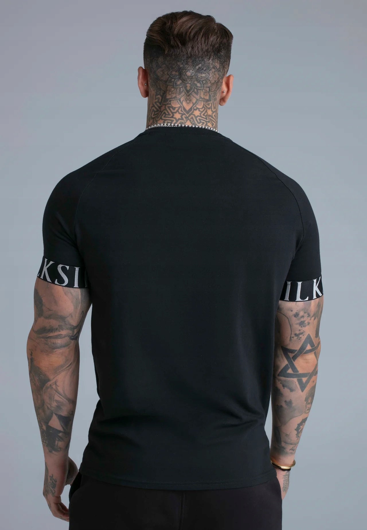 SIKSILK T-shirt męski czarny bawełna SS-28403 Tech T-Shirt rozmiar L