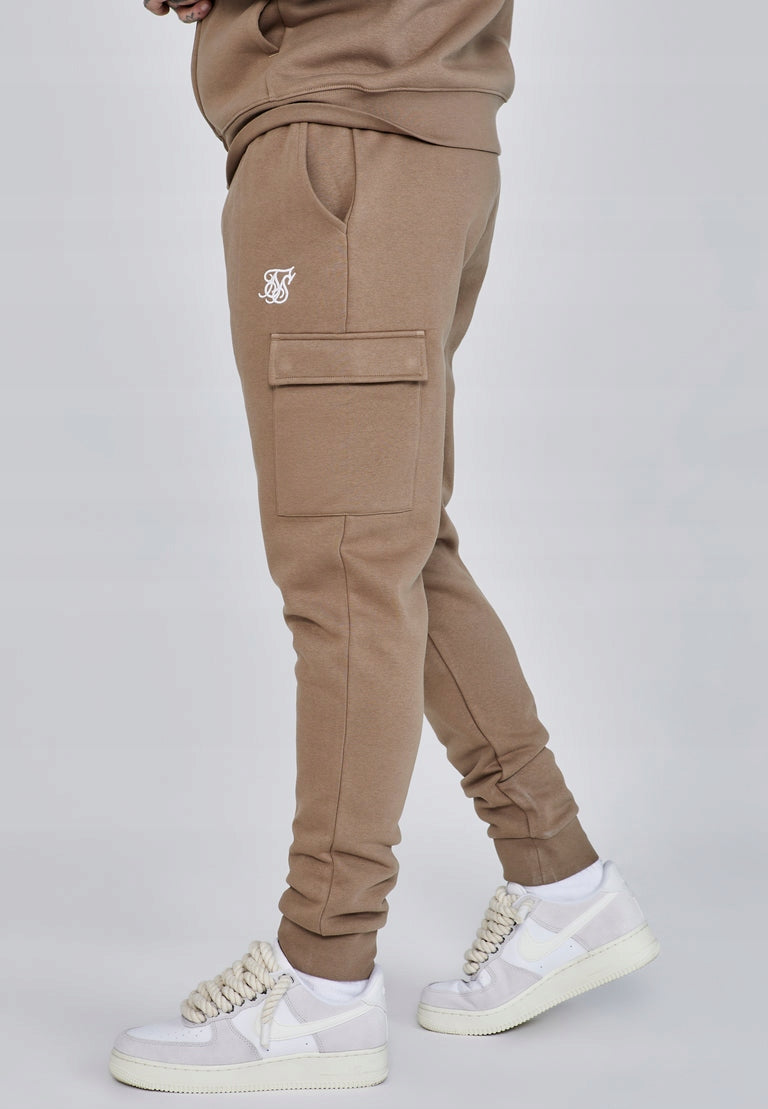 Siksilk Essentials Cargo Joggers SS-27096 Spodnie dresowe brązowe XL