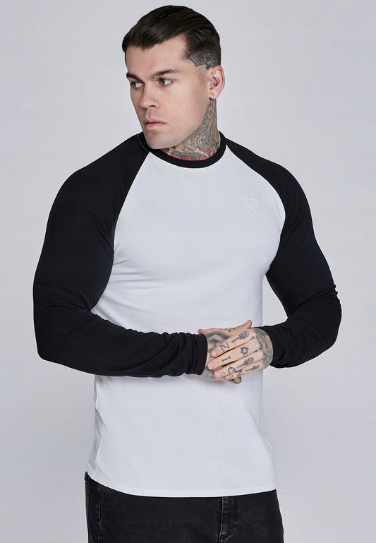 SIKSILK koszulka z długim rękawem LS Muscle Fit T-Shirt SS-28179 biała S