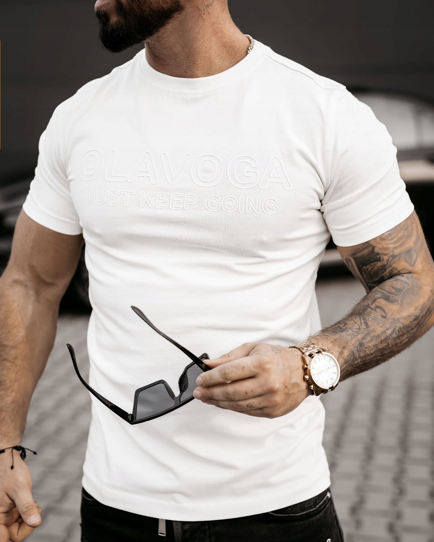 OLAVOGA T-shirt męski biały O LA VOGA COELLO ecru rozmiar XL