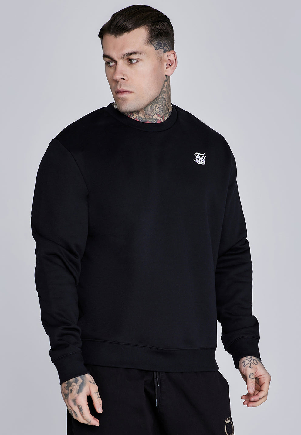 SIKSILK Bluza bez Kaptura Essentials Sweater SS-28342 czarna L
