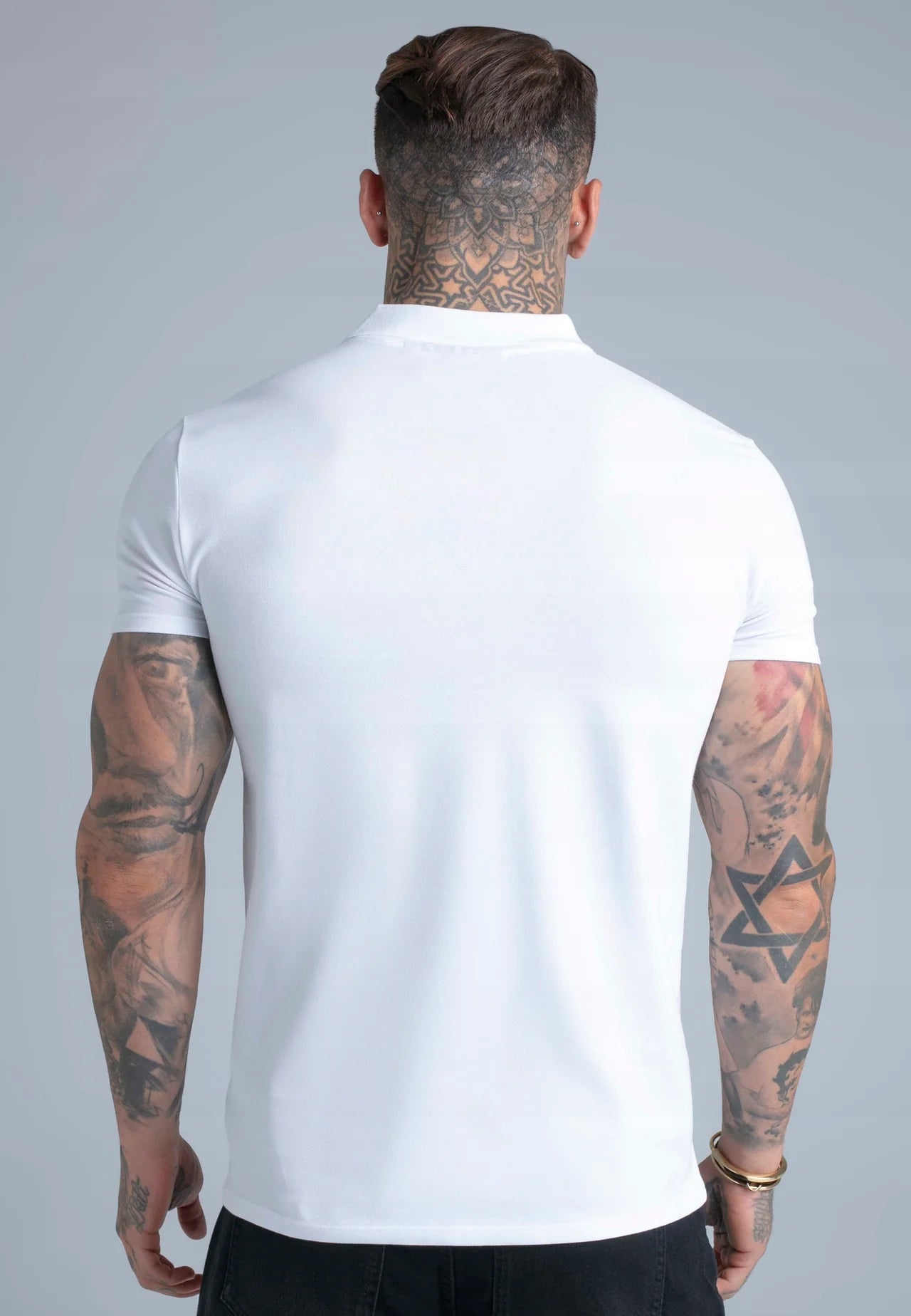 SIKSILK Koszulka Polo z zamkiem biała Zip Polo T-Shirt SS-29270 rozmiar L