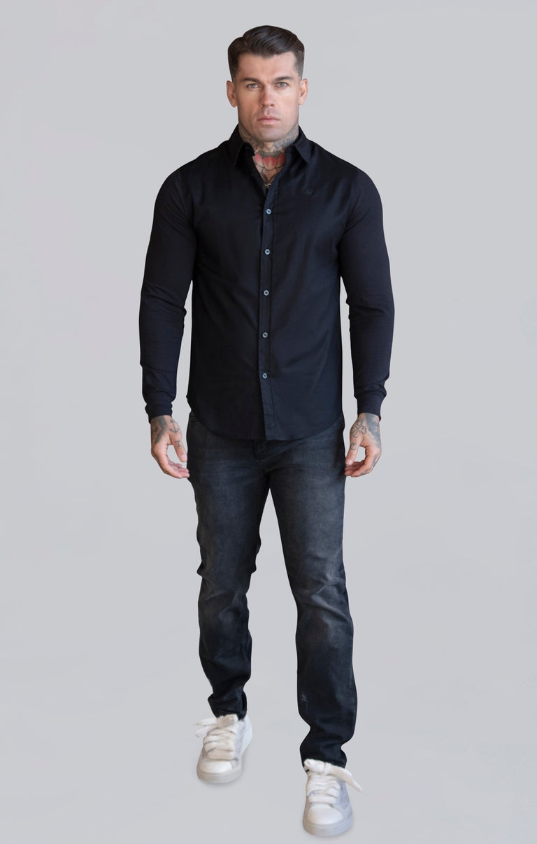 SIKSILK koszula z długim rękawem czarna SS-26462 bawełna rozmiar XXL