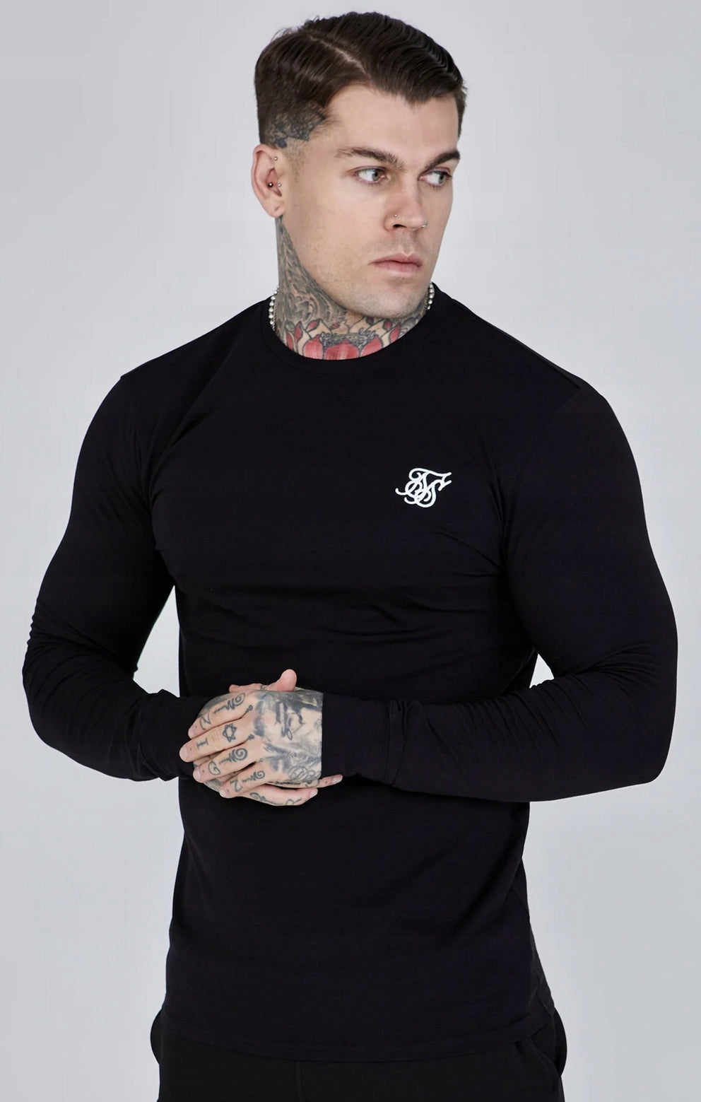SIKSILK koszulka z długim rękawem Long Sleeve T-Shirt SS-27094 czarny L