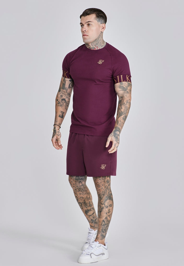 SIKSILK T-shirt męski bordowy burgund SS-27660 Tech T-shirt rozmiar M