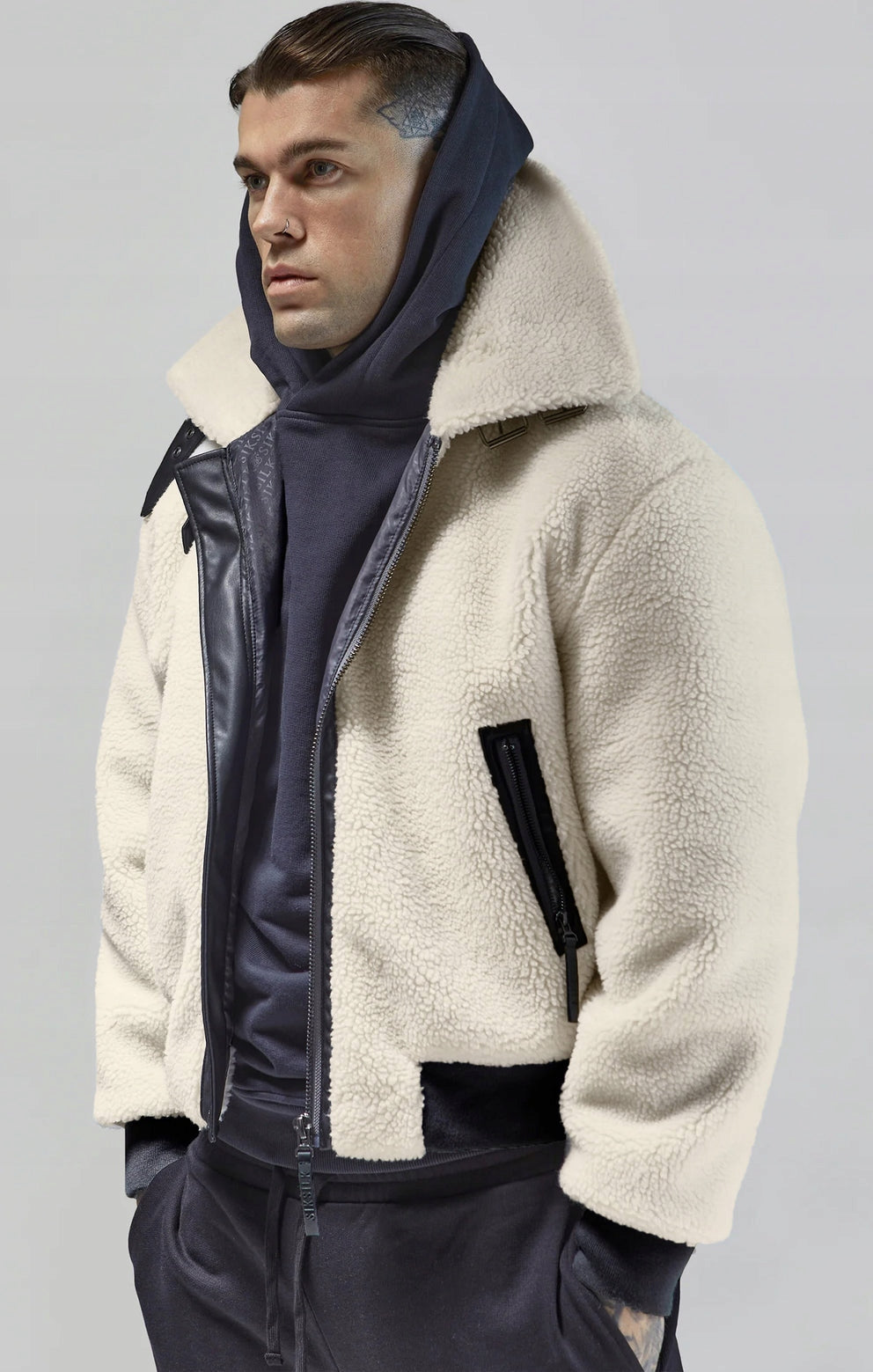 SIKSILK Kurtka męska SikSilk Bomber Jacket Ecru SS-26731 rozmiar M