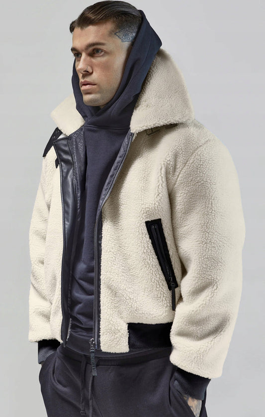 SIKSILK Kurtka męska SikSilk Bomber Jacket Ecru SS-26731 rozmiar M