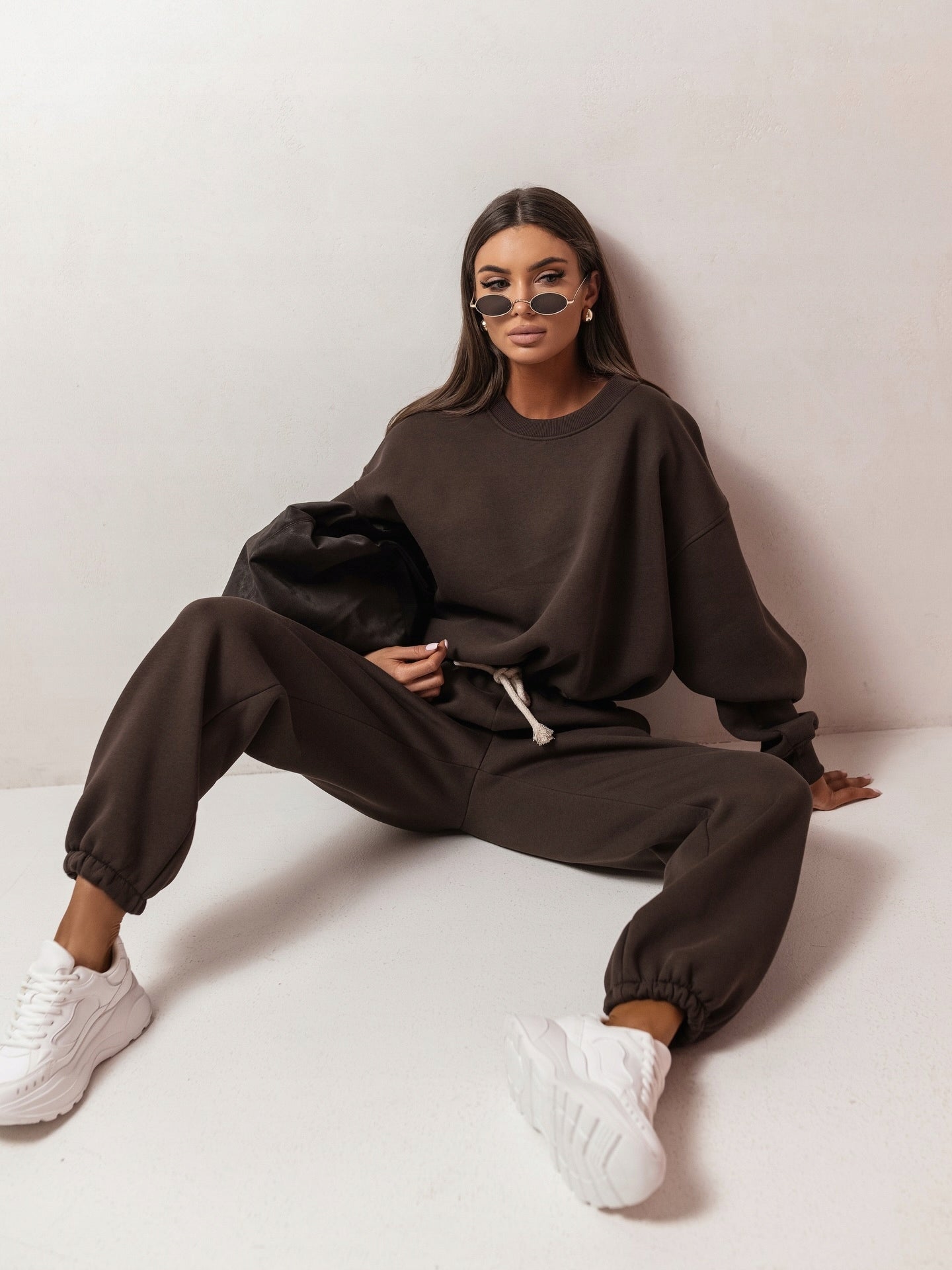 DRES DAMSKI BLUZA SPODNIE ME GUSTA ROZMIAR UNIWERSALNY BRĄZOWY