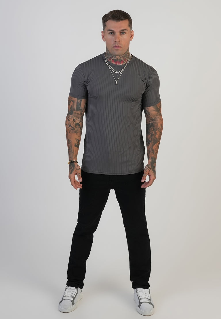 SIKSILK T-shirt męski szary SS-28630 Muscle Fit T-Shirt rozmiar S