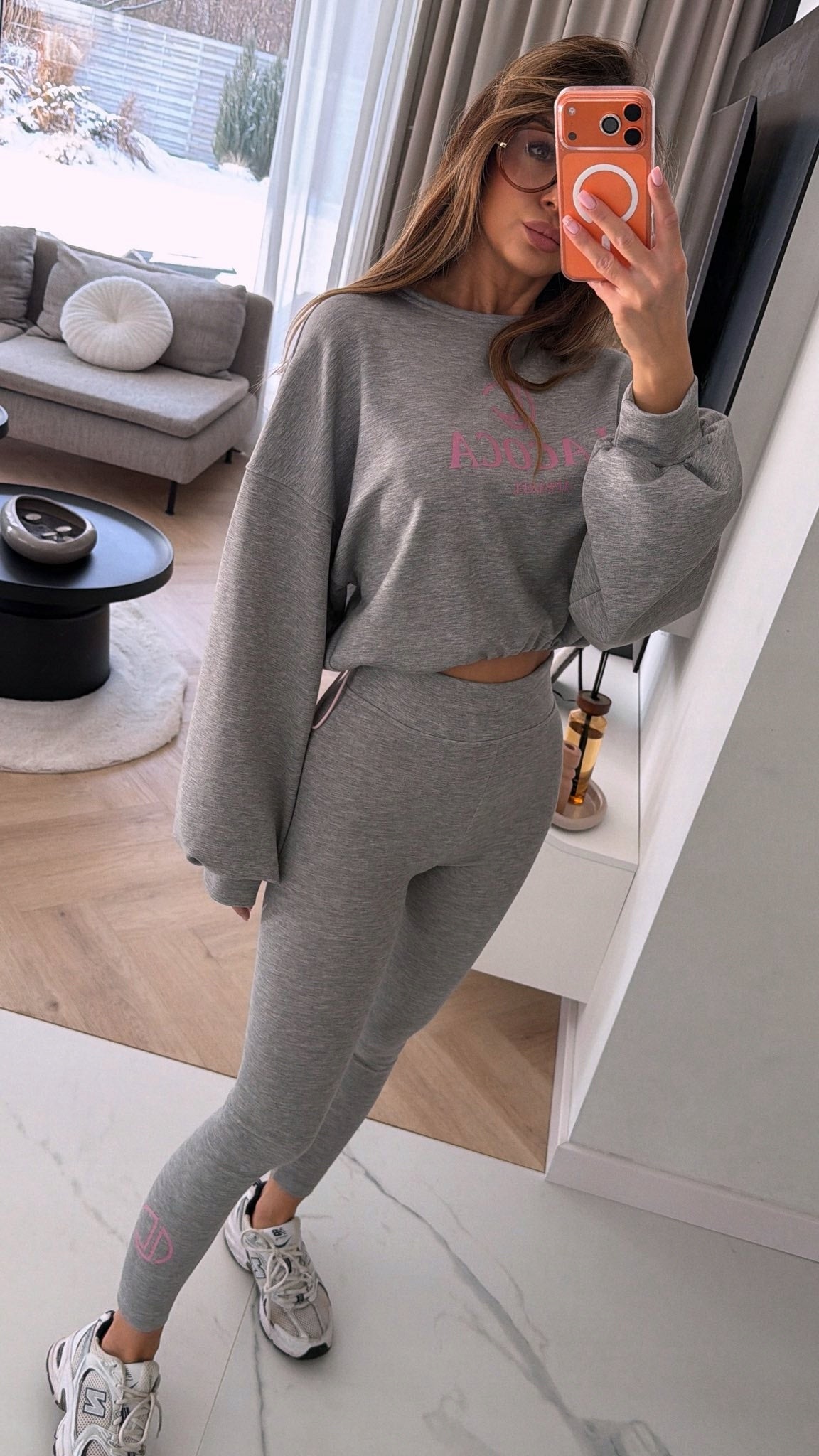 LA COCA DRES KOMPLET FLEX SZARY ROZMIAR M/L BLUZA LEGGINSY
