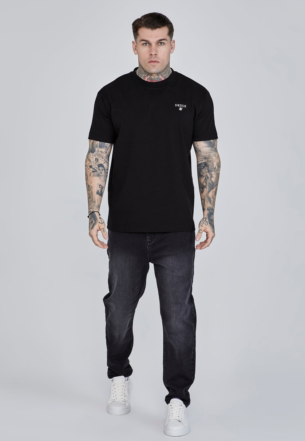 SIKSILK T-shirt męski czarny SS-27075 koszulka Graphic T-shirt rozmiar S