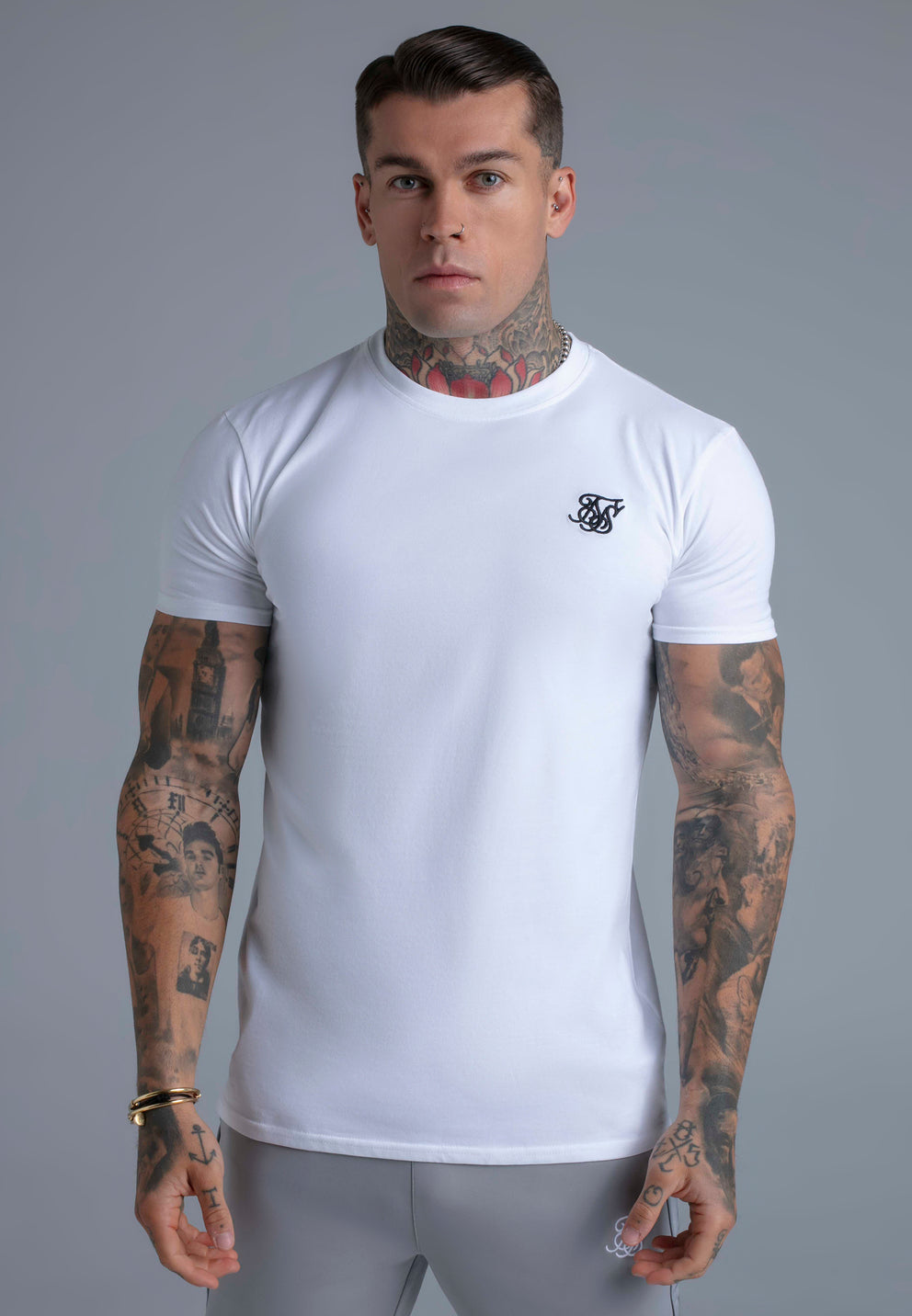 SIKSILK T-Shirt męski biały klasyczny Essentials T-Shirt SS-28609 r. XL