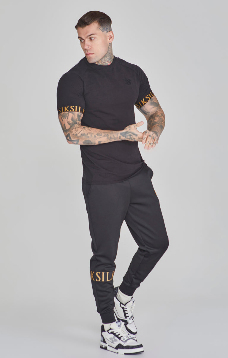 SIKSILK T-Shirt męski czarny Tech T-Shirt SS-26099 rozmiar S