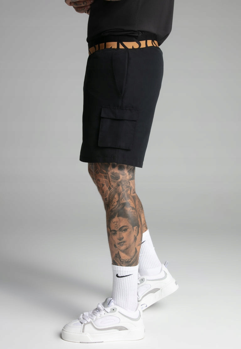 SIKSILK krótkie spodenki męskie czarne z siatką kąpielowe SS-27394 rozm XXL