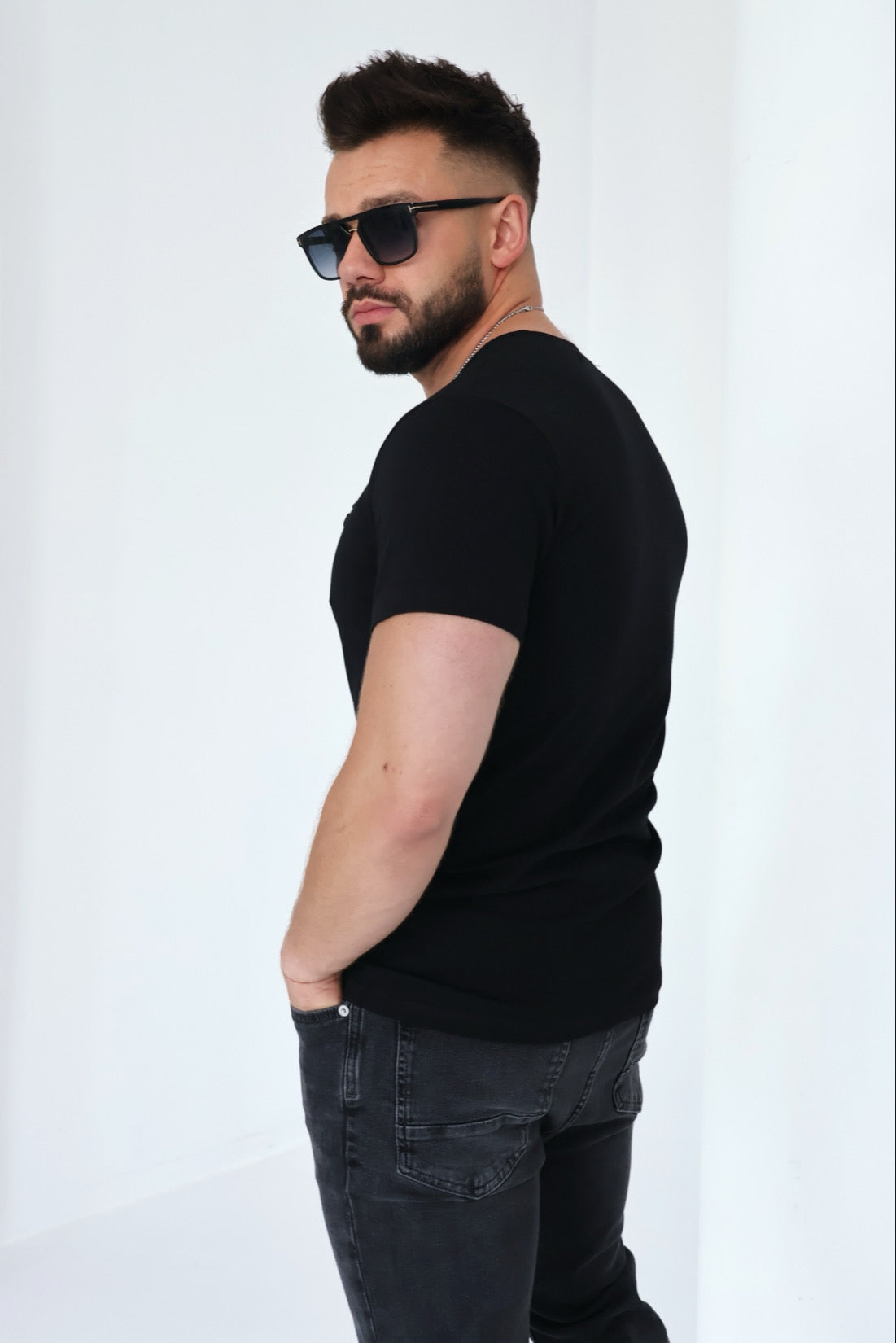 Brandenburg Couture T-SHIRT MĘSKI BG VOLTA | CZARNY bawełna rozmiar XL