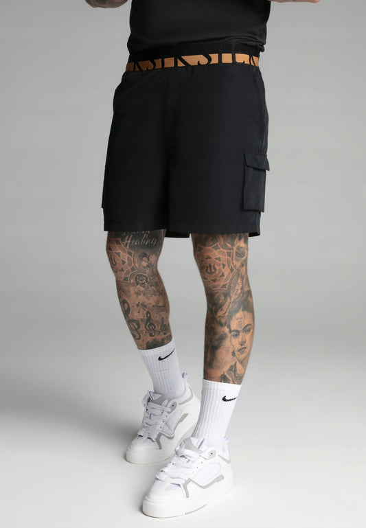 SIKSILK krótkie spodenki męskie czarne z siatką kąpielowe SS-27394 rozmi XL