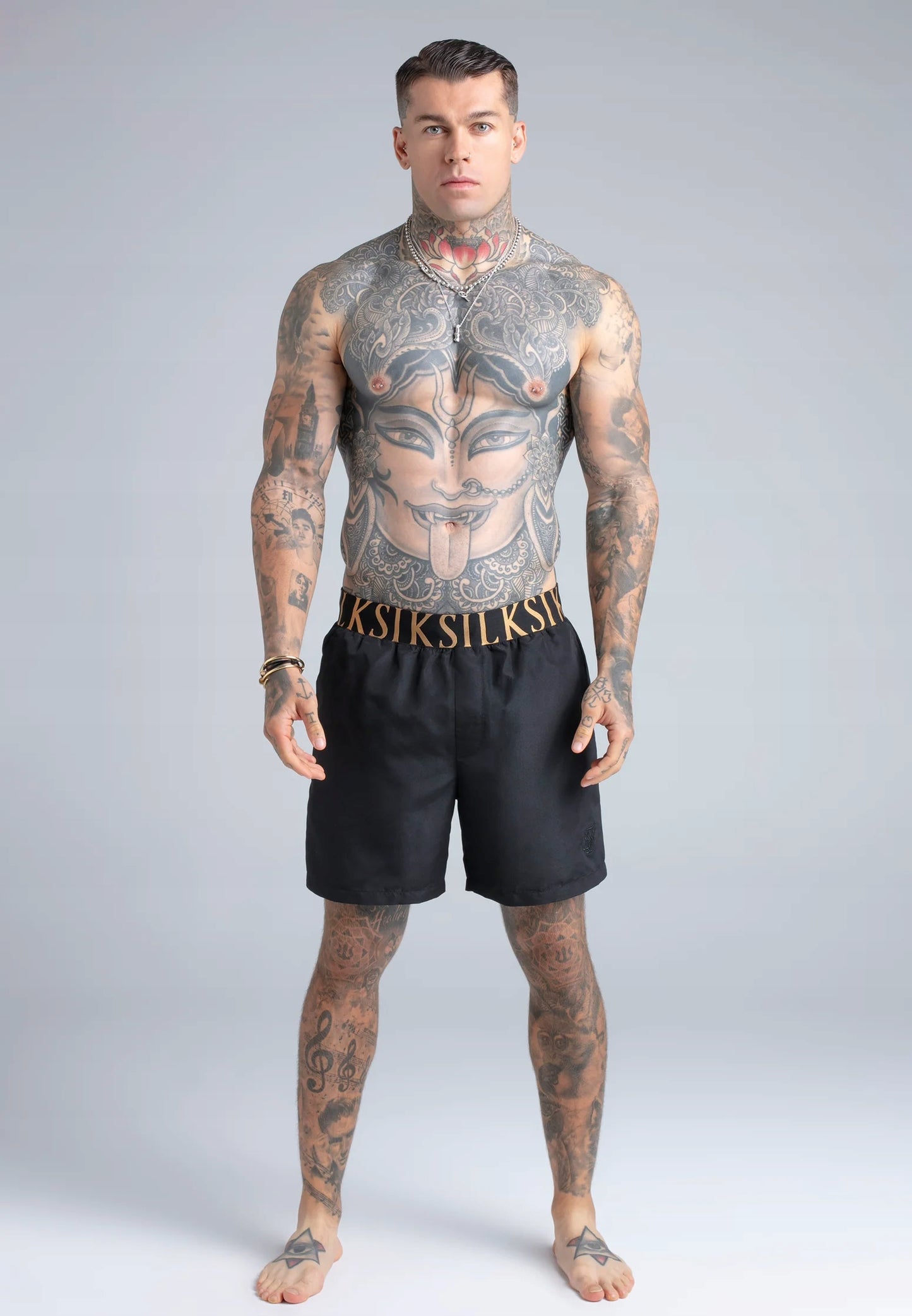 SIKSILK Szorty kąpielówki krótkie spodenki czarne SS-25006 do pływania S